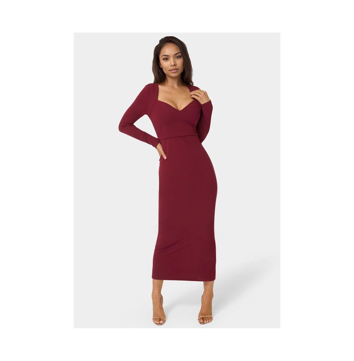 Bebe Women’s Open Back Ankle Dress – Wine Bebe Women’s Open Back Ankle Dress – Wine