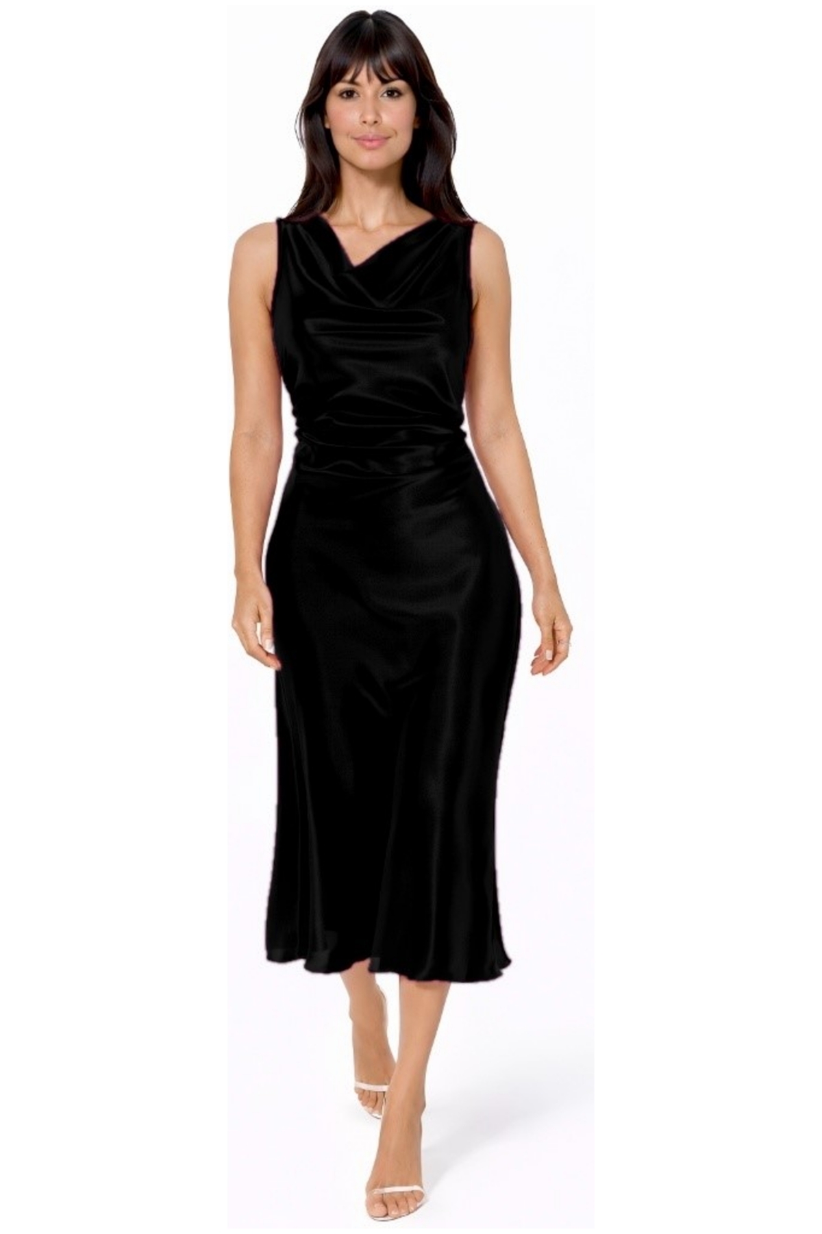 Bebe Women’s Satin Cowl Maxi Dress – Black Bebe Women’s Satin Cowl Maxi Dress – Black