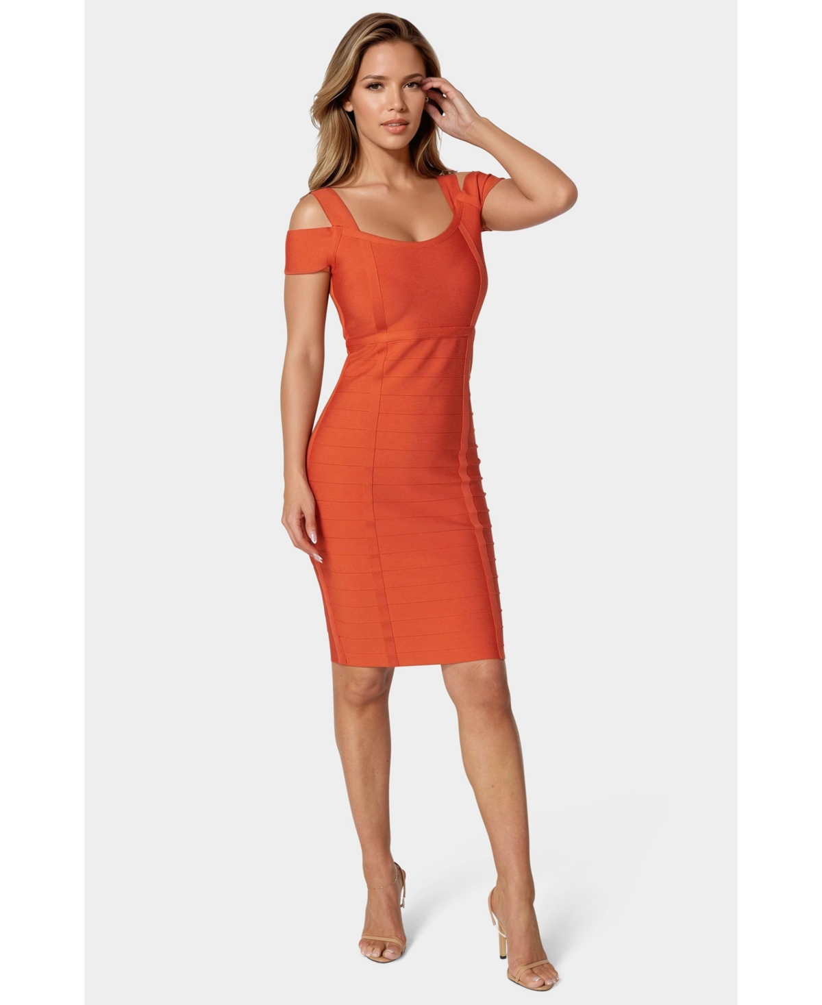 Bebe Women’s Sim Midi Bandage Dress – Red Bebe Women’s Sim Midi Bandage Dress – Red
