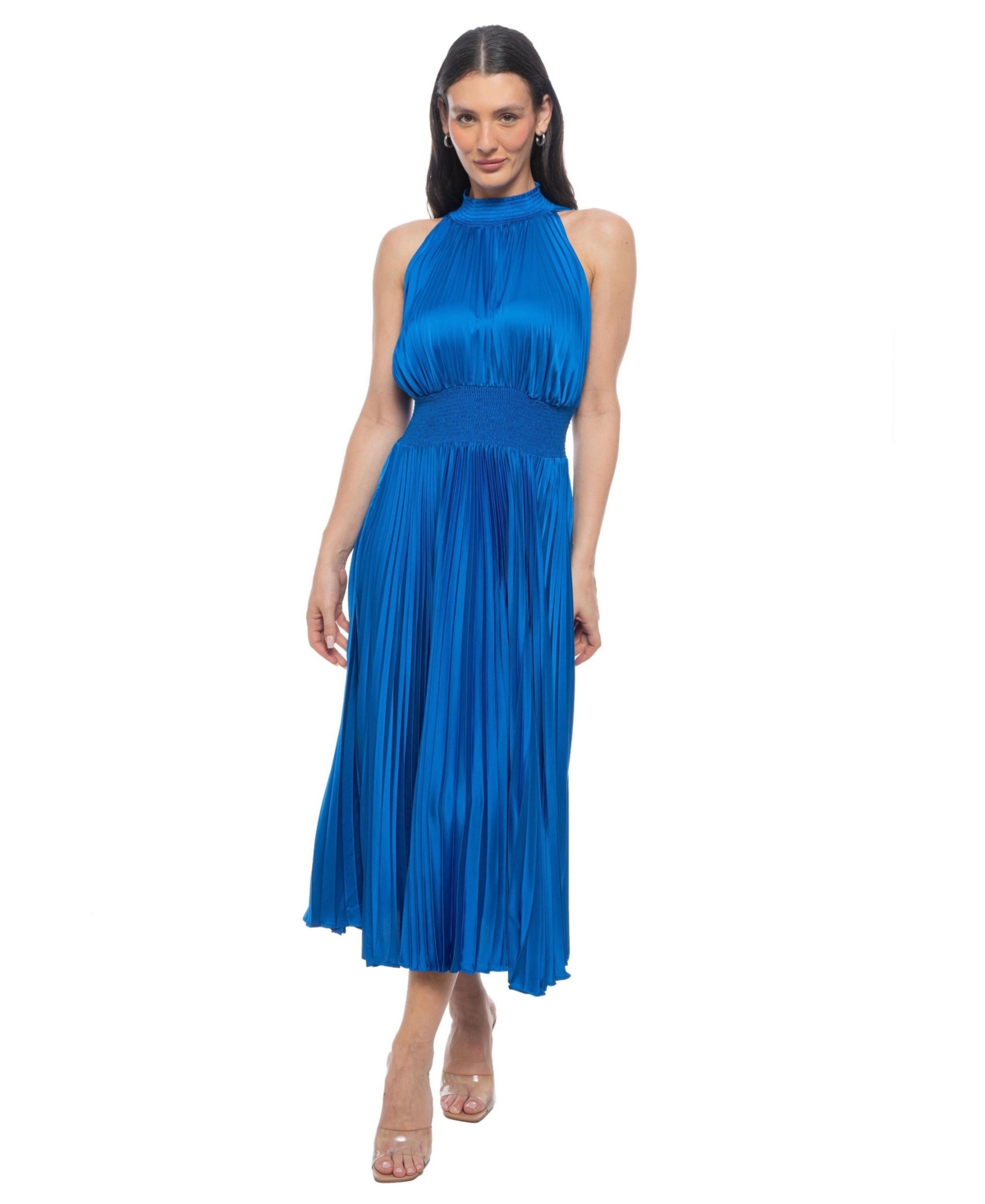 Bebe Women’s Sleeveless Pleated Dress – Royal