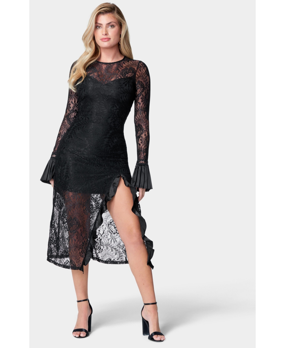 Bebe Women’s Slit Lace Dress – Black Bebe Women’s Slit Lace Dress – Black