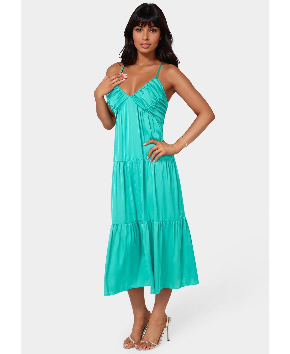 Bebe Women’s Tiered Maxi Sundress – Blue