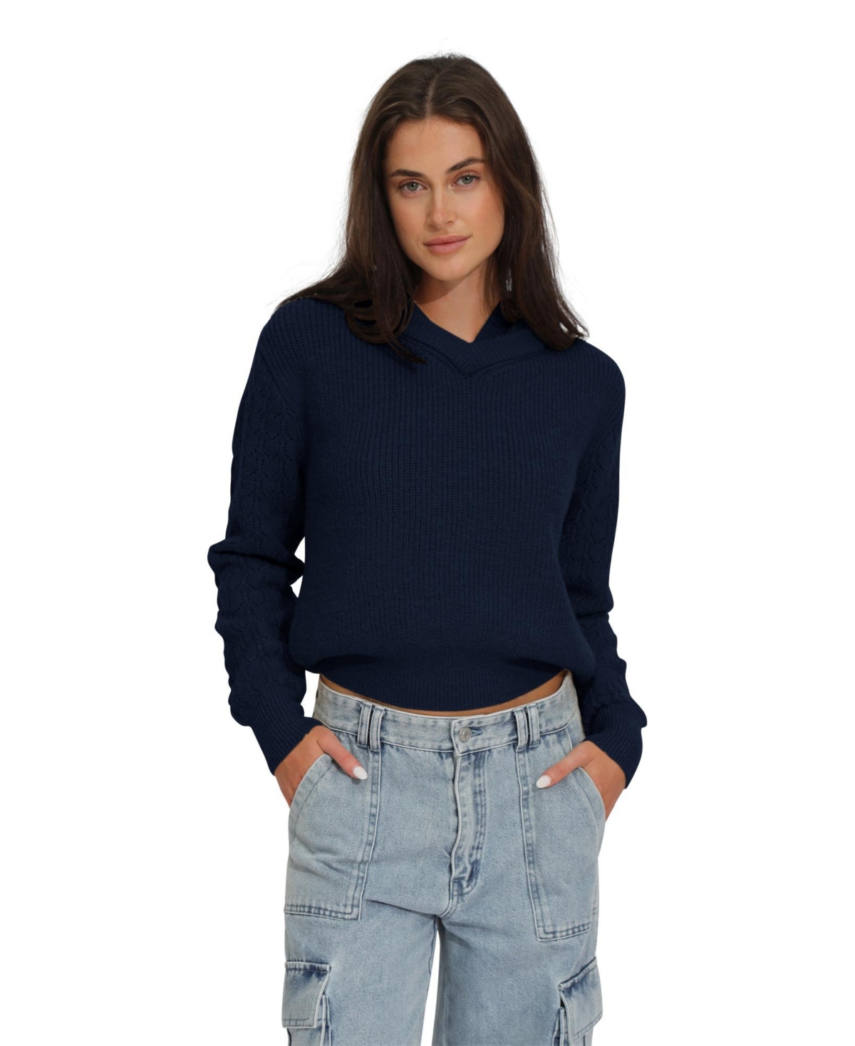Belle & Bloom On the Run Knitted Hoodie – Navy Belle & Bloom On the Run Knitted Hoodie – Navy