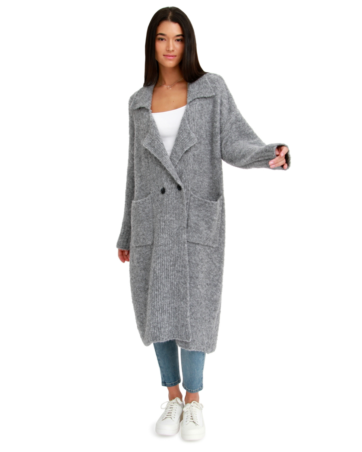 Belle & Bloom Women’s Born To Run Sustainable Sweater Coat – Grey Belle & Bloom Women’s Born To Run Sustainable Sweater Coat – Grey