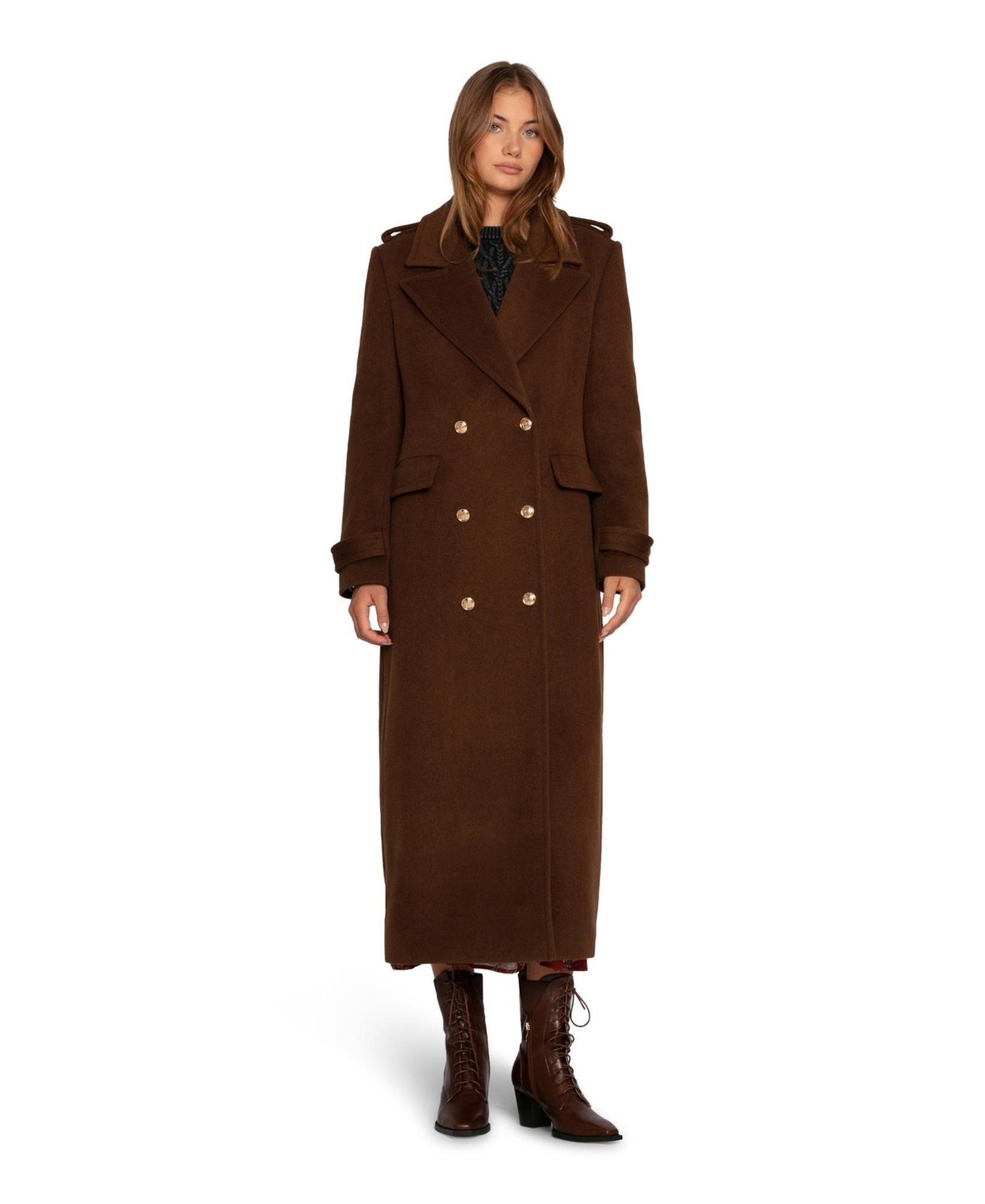 Belle & Bloom Women’s Command Wool Blend Double Breast Maxi Coat – Chocolate Belle & Bloom Women’s Command Wool Blend Double Breast Maxi Coat – Chocolate