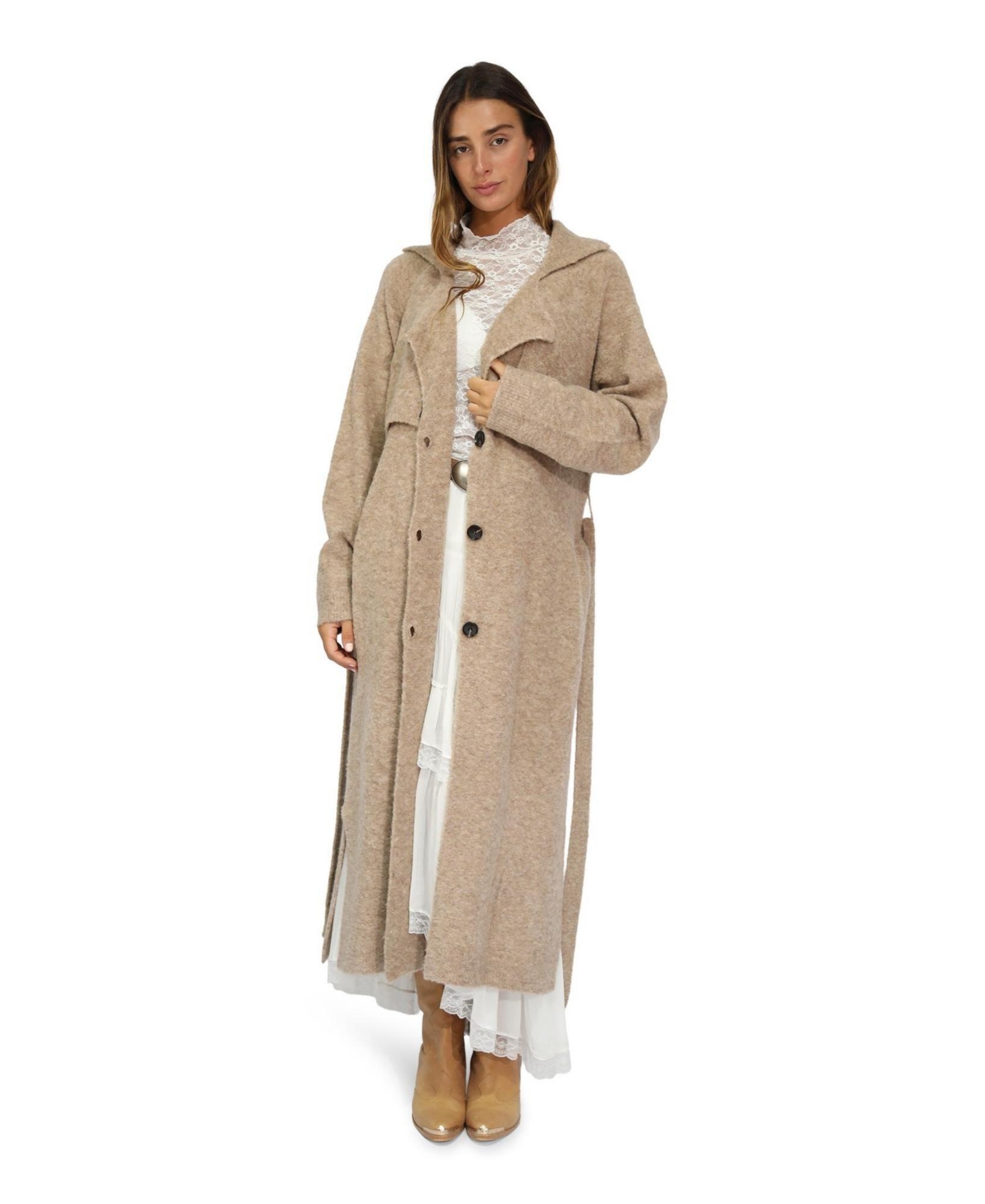 Belle & Bloom Women’s Live in Dream Maxi Trench Cardigan – Khaki