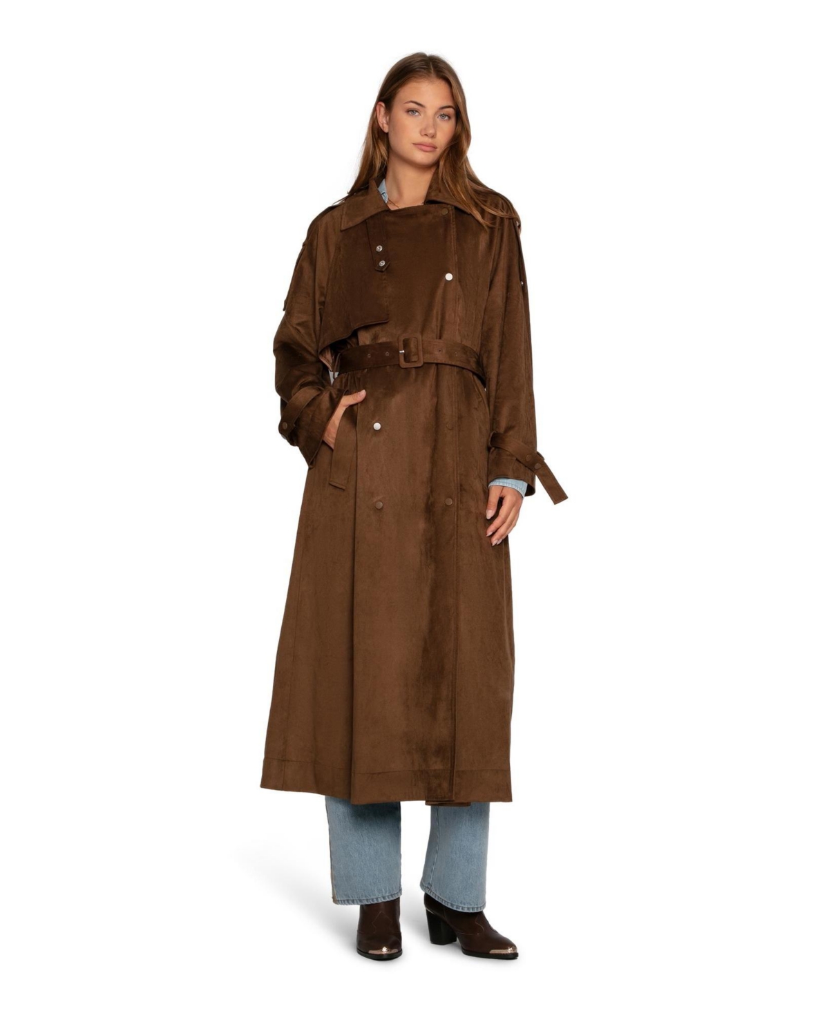 Belle & Bloom Women’s Long Lost Lover Soft Maxi Trench – Tobacco