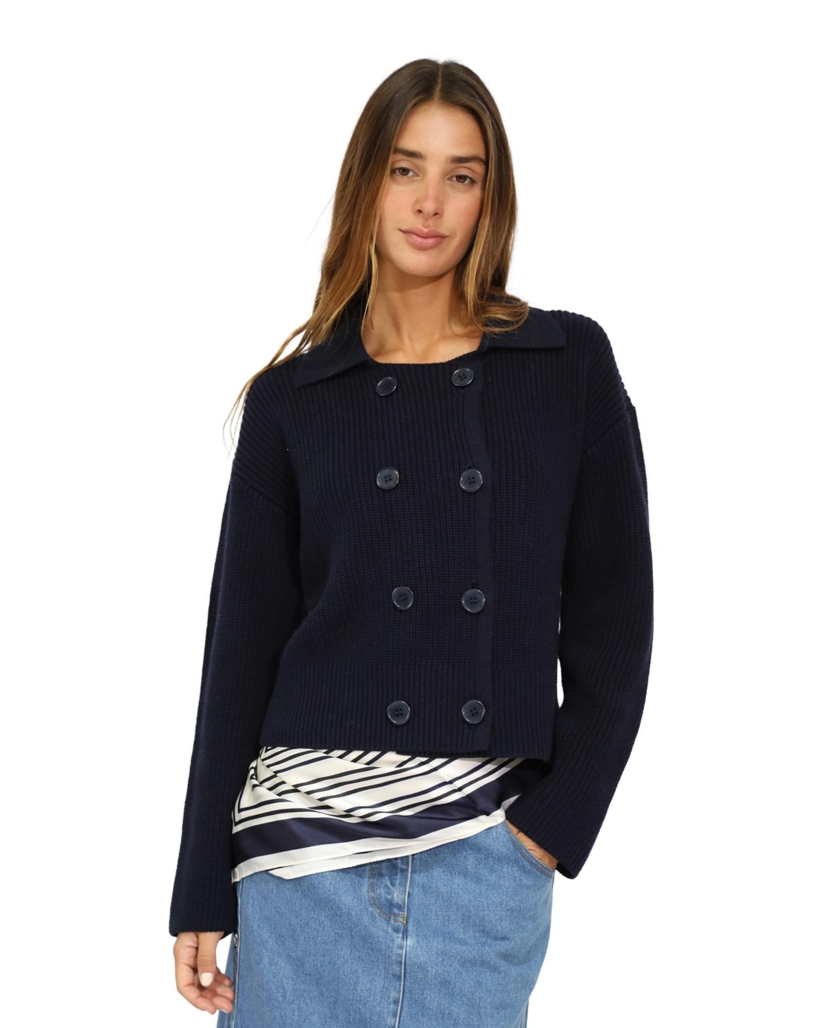 Belle & Bloom Women’s Make It With You Buttoned Cardi Jacket – Navy Belle & Bloom Women’s Make It With You Buttoned Cardi Jacket – Navy