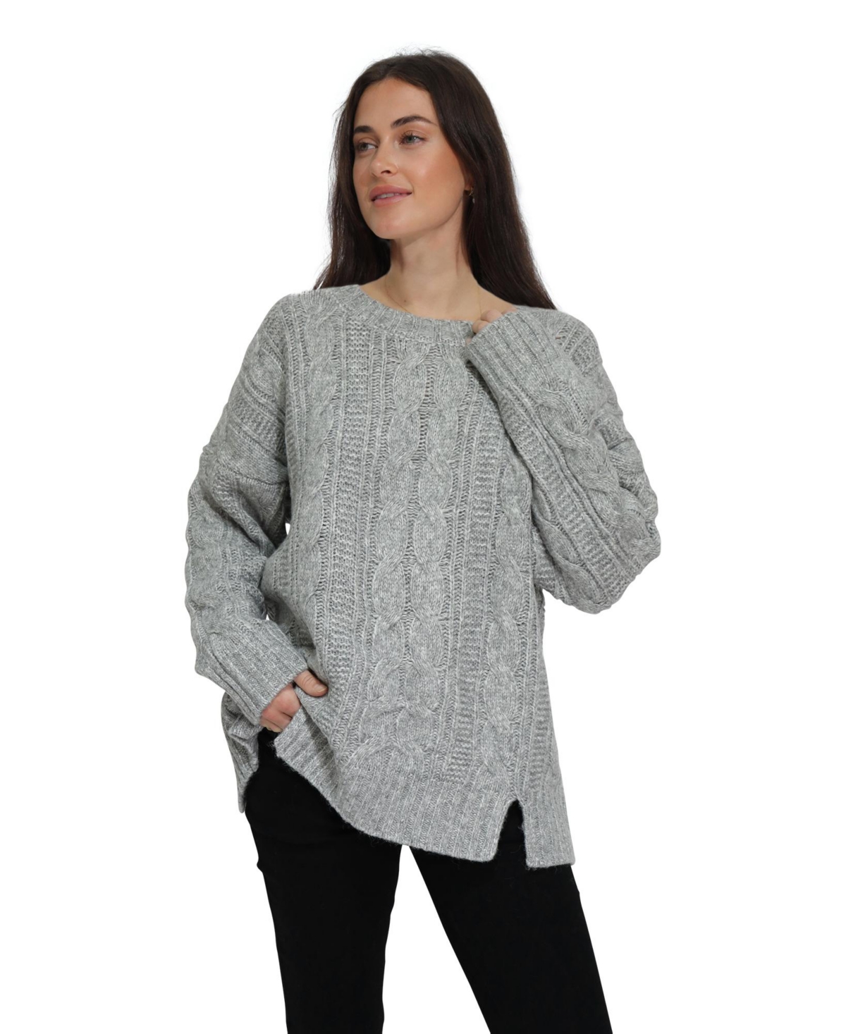 Belle & Bloom Women’s Perfect Me Oversized Crew Sweater – Grey Belle & Bloom Women’s Perfect Me Oversized Crew Sweater – Grey