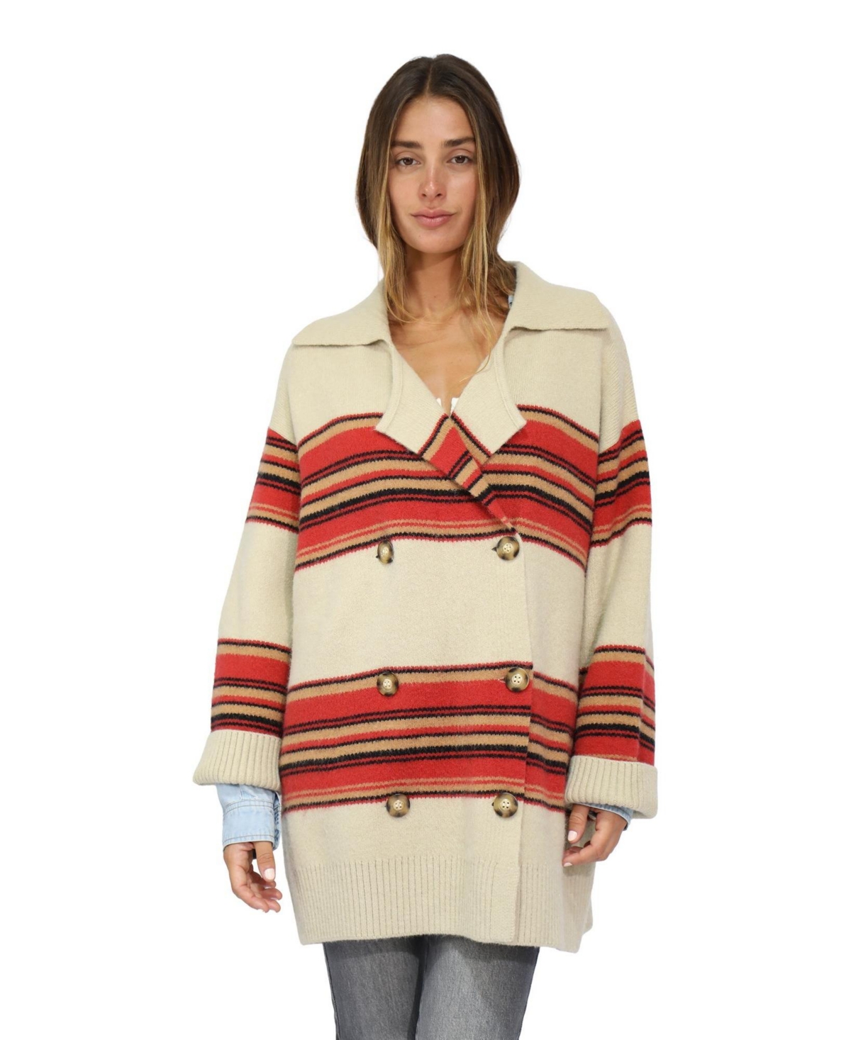 Belle & Bloom Women’s So Many Likes Oversized Knitted Cardi Coat – Stripe Belle & Bloom Women’s So Many Likes Oversized Knitted Cardi Coat – Stripe