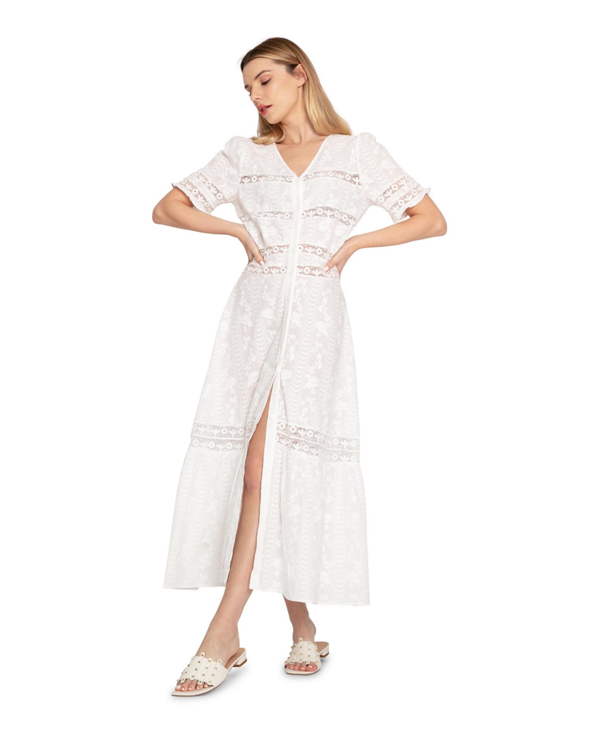 Belle & Bloom Women’s Summer Breeze Lace Midi Dress – White