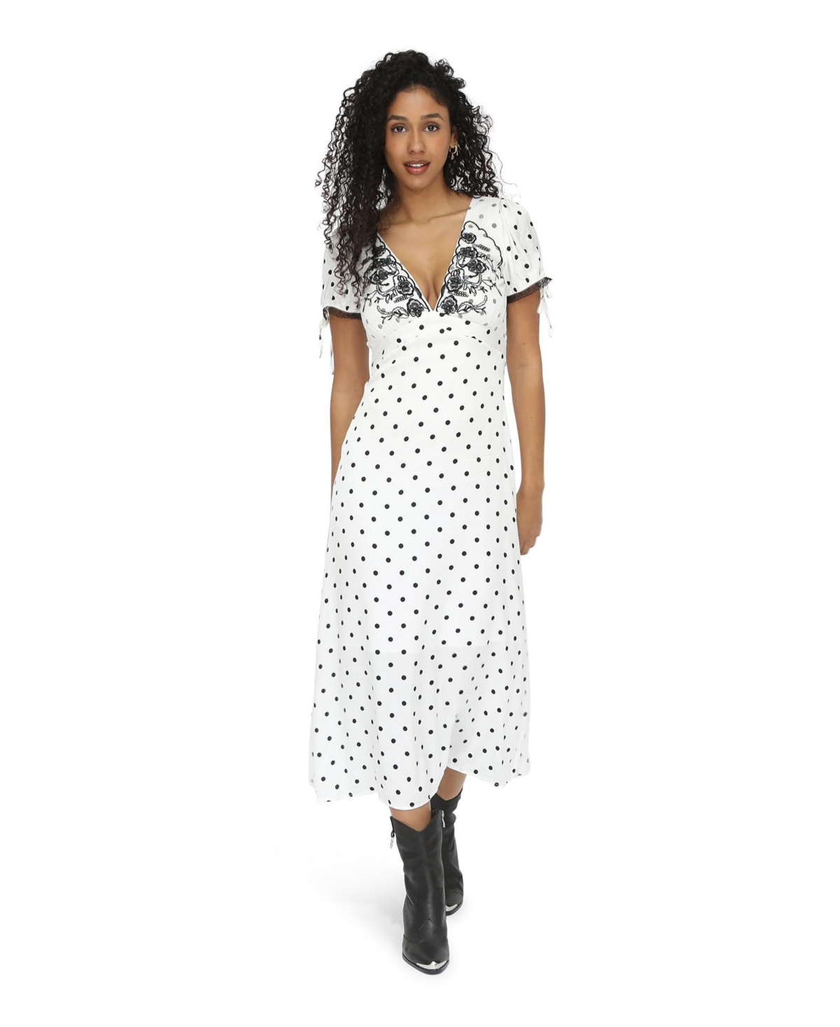 Belle & Bloom Women’s You & I Polka Dot Midi Dress – Black Belle & Bloom Women’s You & I Polka Dot Midi Dress – Black