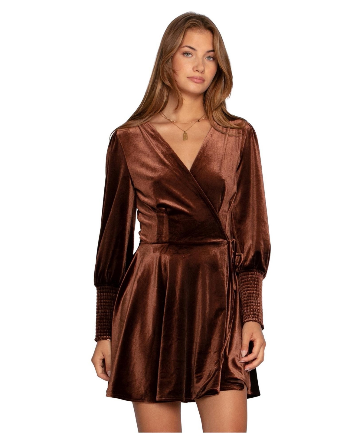 Belle and Bloom Women’s Loved You First Velvet Mini Dress – Chocolate