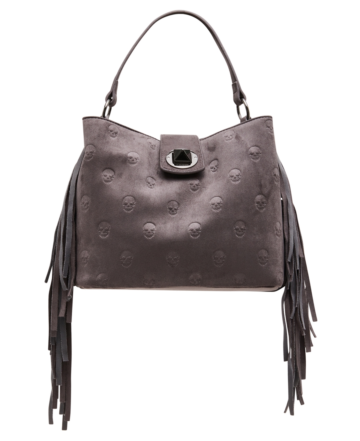 Betsey Johnson Skully Fringe Small Bucket Handbag – Charcoal Betsey Johnson Skully Fringe Small Bucket Handbag – Charcoal