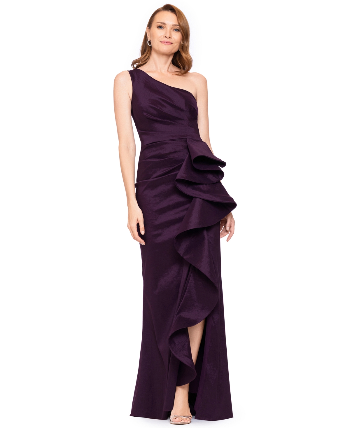 Betsy & Adam Women’s Long One-Shoulder Dress – PLUM Betsy & Adam Women’s Long One-Shoulder Dress – PLUM