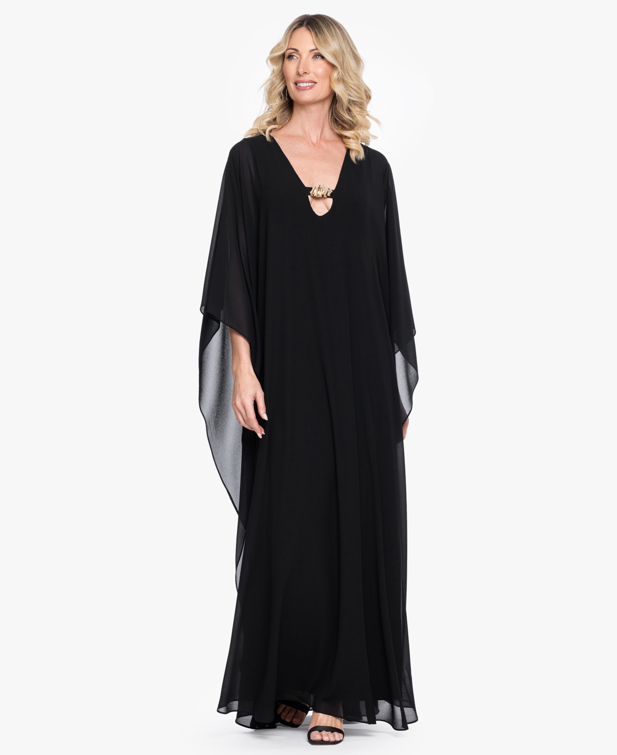 Betsy & Adam Women’s V-Neck Long Kaftan Dress – Black Betsy & Adam Women’s V-Neck Long Kaftan Dress – Black