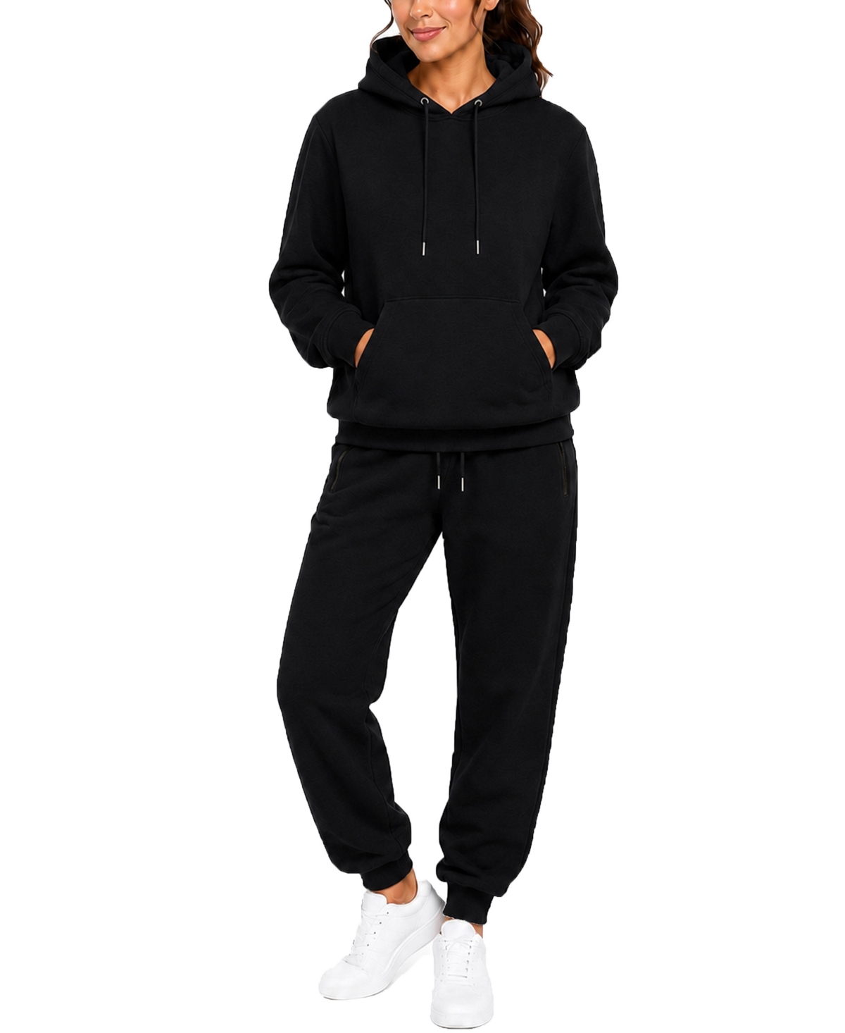 Blu Rock Studio Jk Women’s Loose Fit Soft Fleece Cotton Blend Pullover Hoodie and Sweatpants Jogging Set – Black