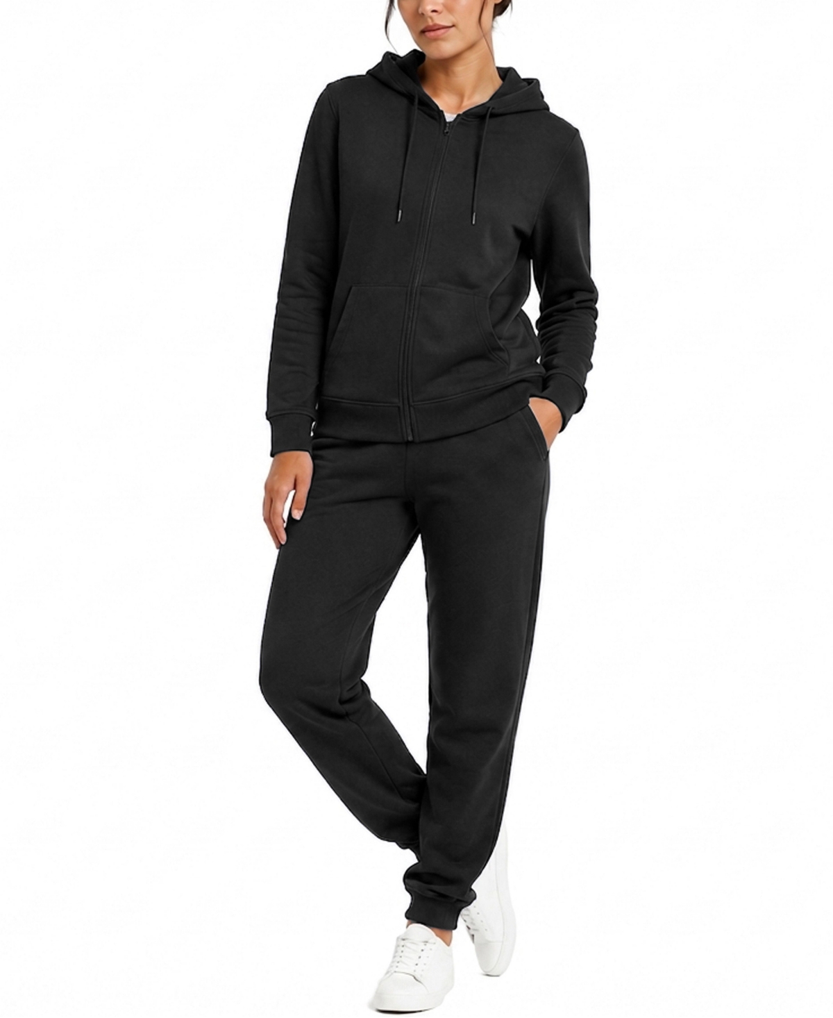 Blu Rock Women’s Loose Fit French Terry Zip Up Hoodie And Jogger Set – Black Blu Rock Women’s Loose Fit French Terry Zip Up Hoodie And Jogger Set – Black