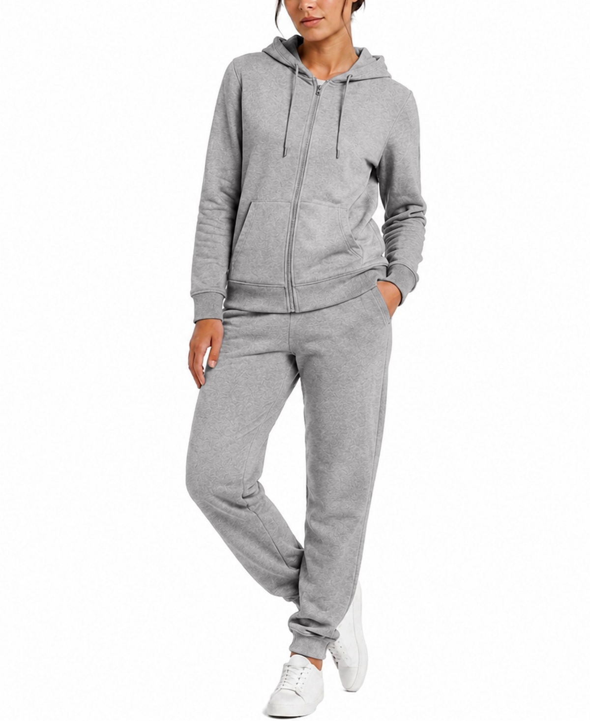 Blu Rock Women’s Loose Fit French Terry Zip Up Hoodie And Jogger Set – Heather grey Blu Rock Women’s Loose Fit French Terry Zip Up Hoodie And Jogger Set – Heather grey