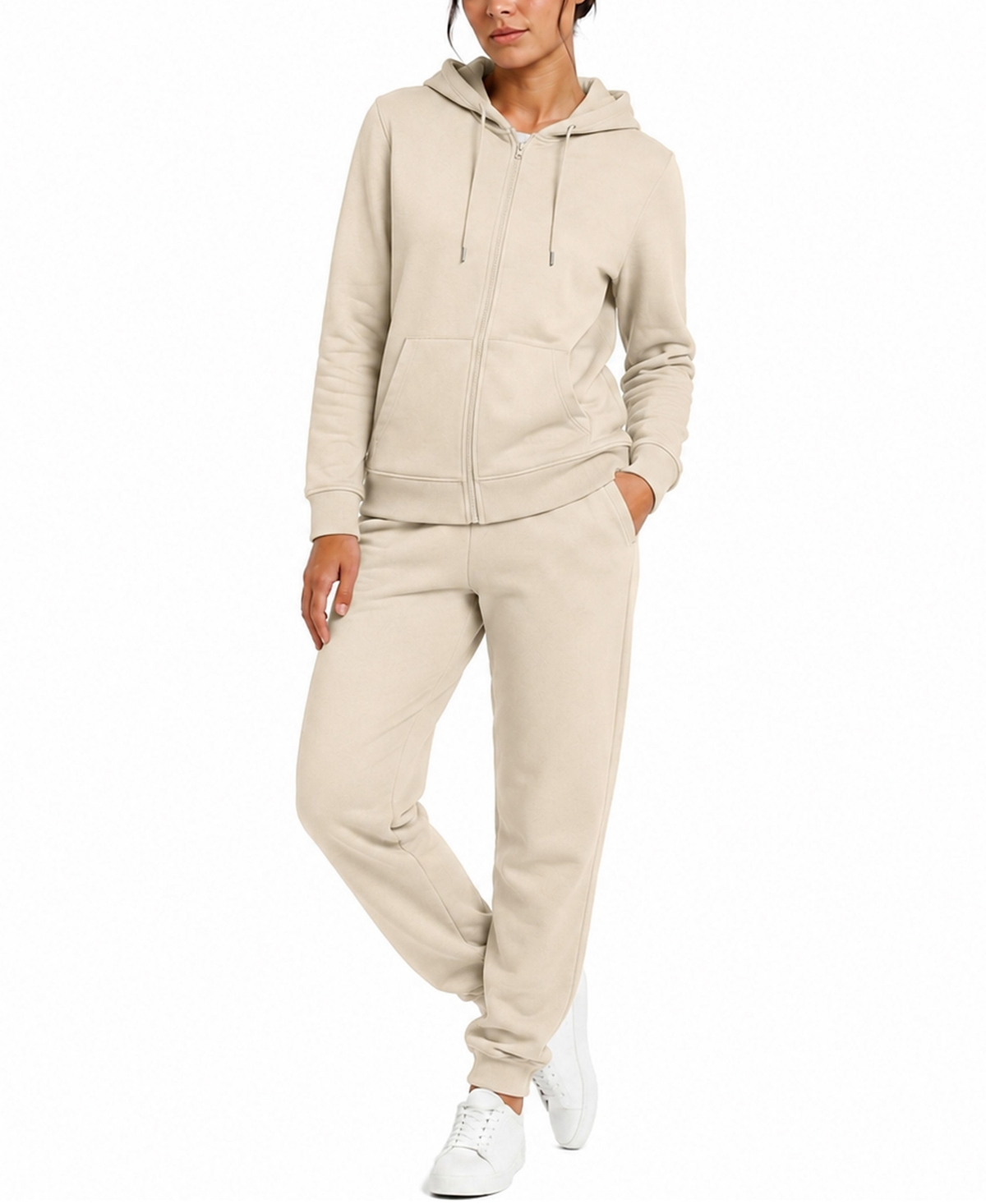 Blu Rock Women’s Loose Fit French Terry Zip Up Hoodie And Jogger Set – Khaki Blu Rock Women’s Loose Fit French Terry Zip Up Hoodie And Jogger Set – Khaki