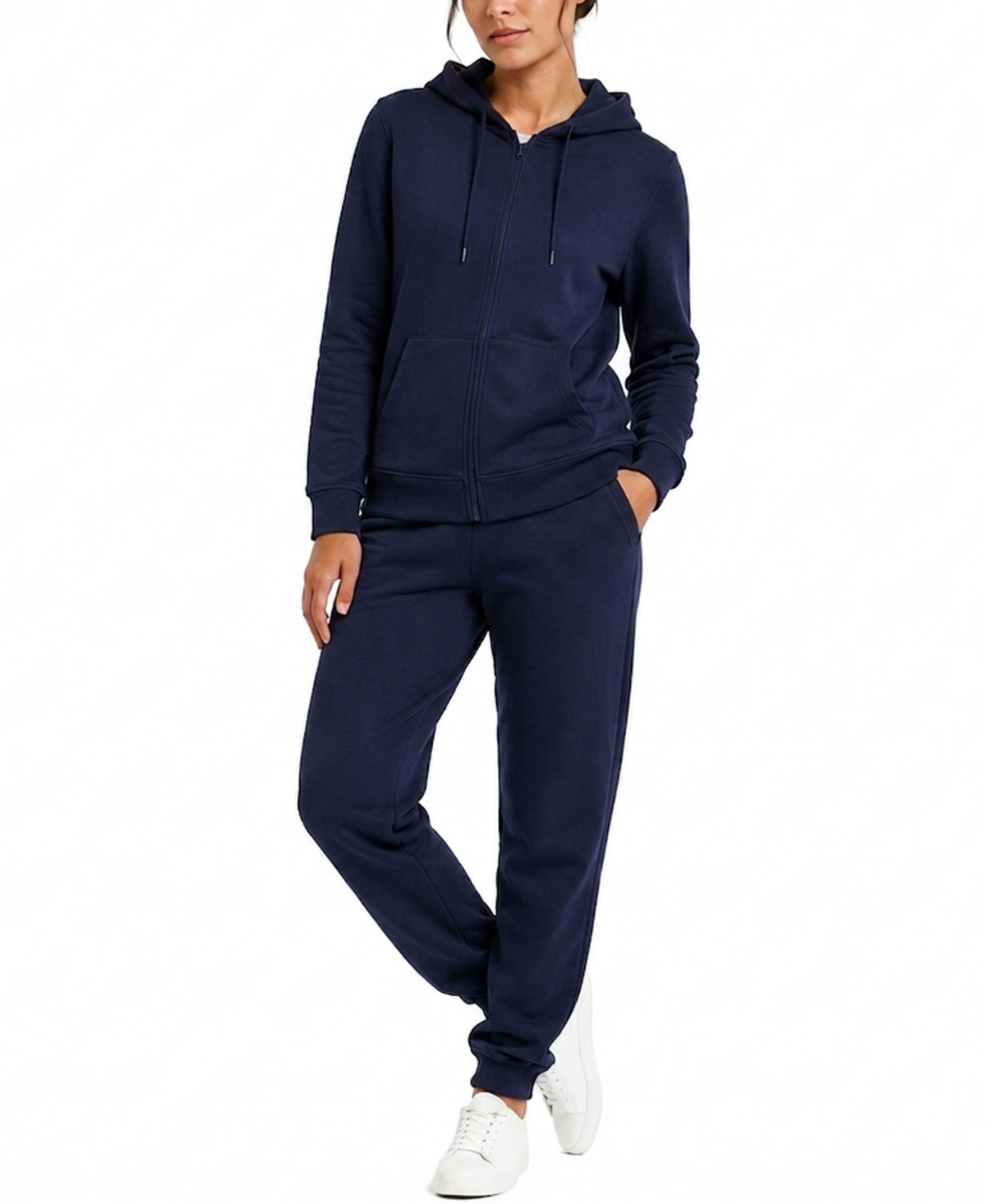 Blu Rock Women’s Loose Fit French Terry Zip Up Hoodie And Jogger Set – Navy Blu Rock Women’s Loose Fit French Terry Zip Up Hoodie And Jogger Set – Navy