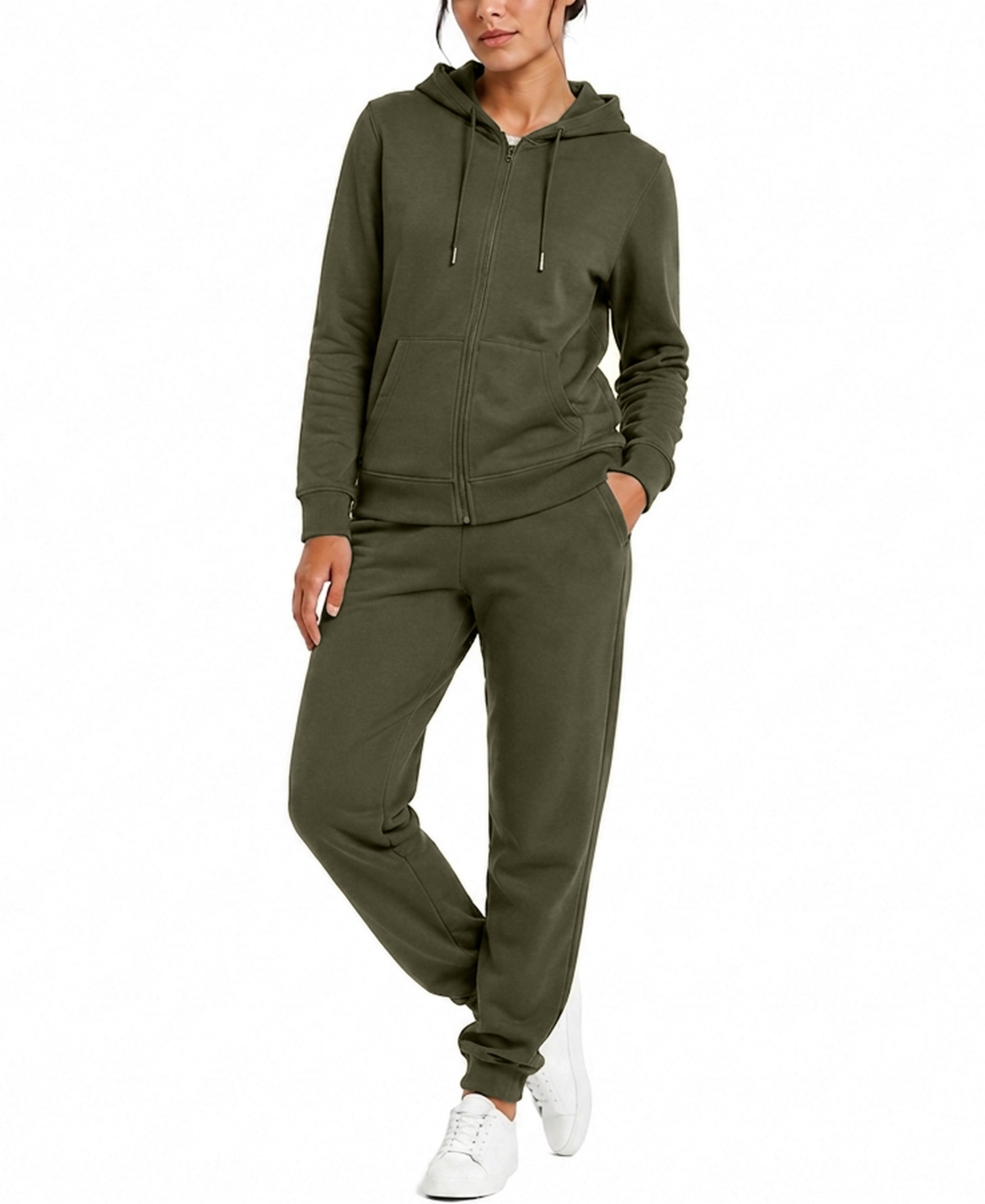 Blu Rock Women’s Loose Fit French Terry Zip Up Hoodie And Jogger Set – Olive Blu Rock Women’s Loose Fit French Terry Zip Up Hoodie And Jogger Set – Olive