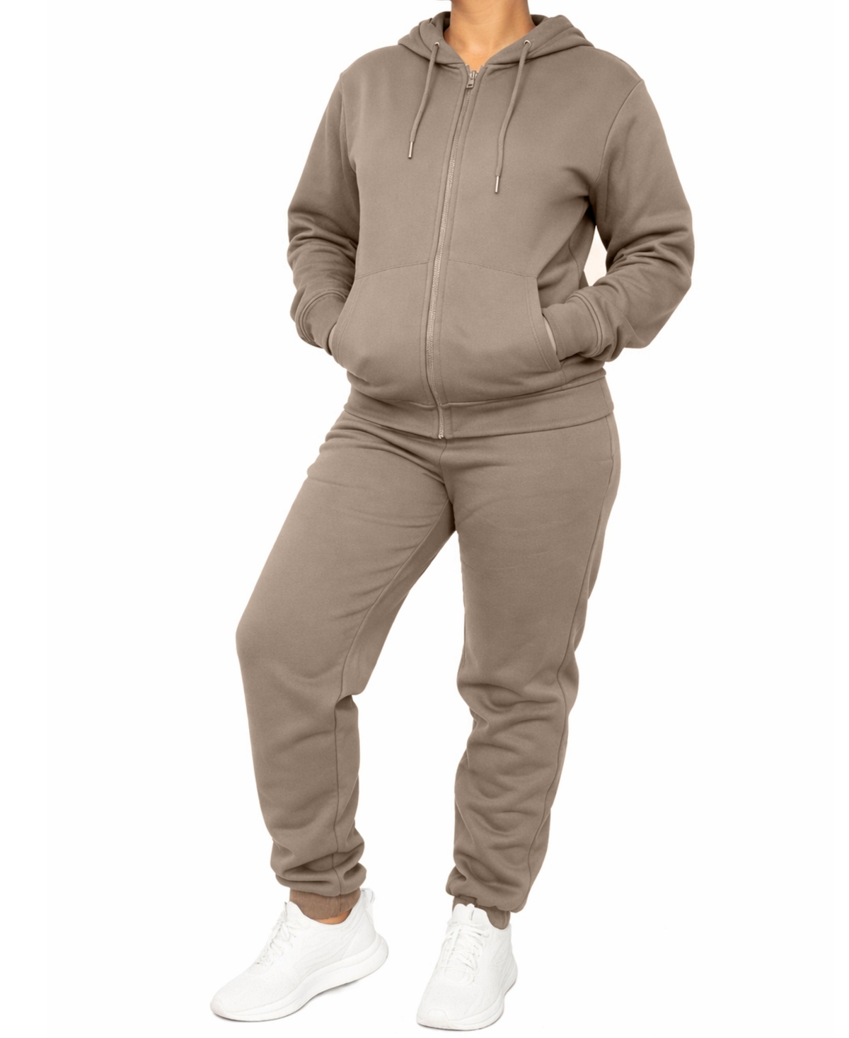 Blu Rock Women’s Loose Fit Full-Zip Hoodie and Jogger Sweatpants Matching, 2-Piece Set – Brown