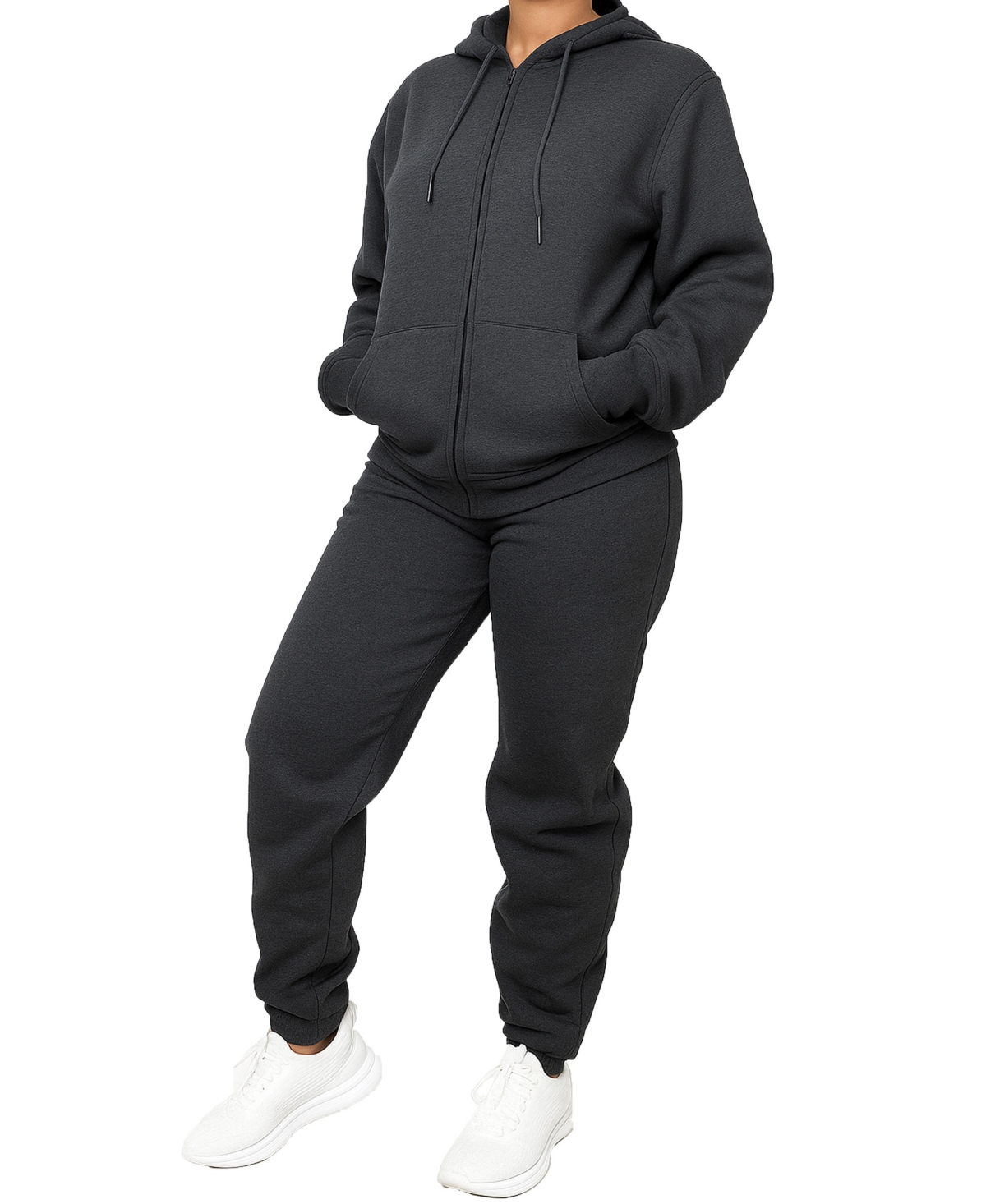 Blu Rock Women’s Loose Fit Full-Zip Hoodie and Jogger Sweatpants Matching, 2-Piece Set – Charcoal