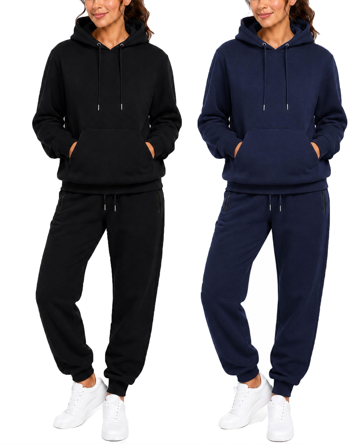 Blu Rock Women’s Studio Jk Loose Fit Soft Fleece Cotton Blend Pullover Hoodie and Sweatpants Jogging Set (2 Full Sets) – Black-navy Blu Rock Women’s Studio Jk Loose Fit Soft Fleece Cotton Blend Pullover Hoodie and Sweatpants Jogging Set (2 Full Sets) – Black-navy