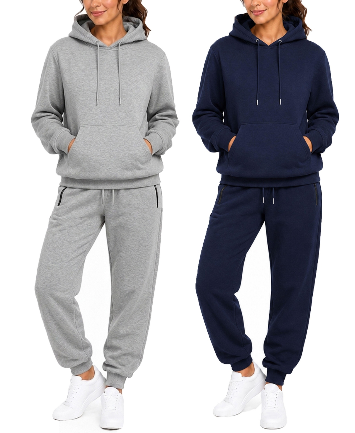Blu Rock Women’s Studio Jk Loose Fit Soft Fleece Cotton Blend Pullover Hoodie and Sweatpants Jogging Set (2 Full Sets) – Heather grey-navy Blu Rock Women’s Studio Jk Loose Fit Soft Fleece Cotton Blend Pullover Hoodie and Sweatpants Jogging Set (2 Full Sets) – Heather grey-navy