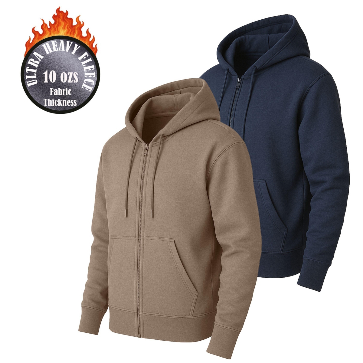 Blue Ice Women’s Galaxy By Harvic Loose Fit Super Heavyweight Fleece Lined Full-Zip Hoodie-2 Pack – Navy-brown Blue Ice Women’s Galaxy By Harvic Loose Fit Super Heavyweight Fleece Lined Full-Zip Hoodie-2 Pack – Navy-brown