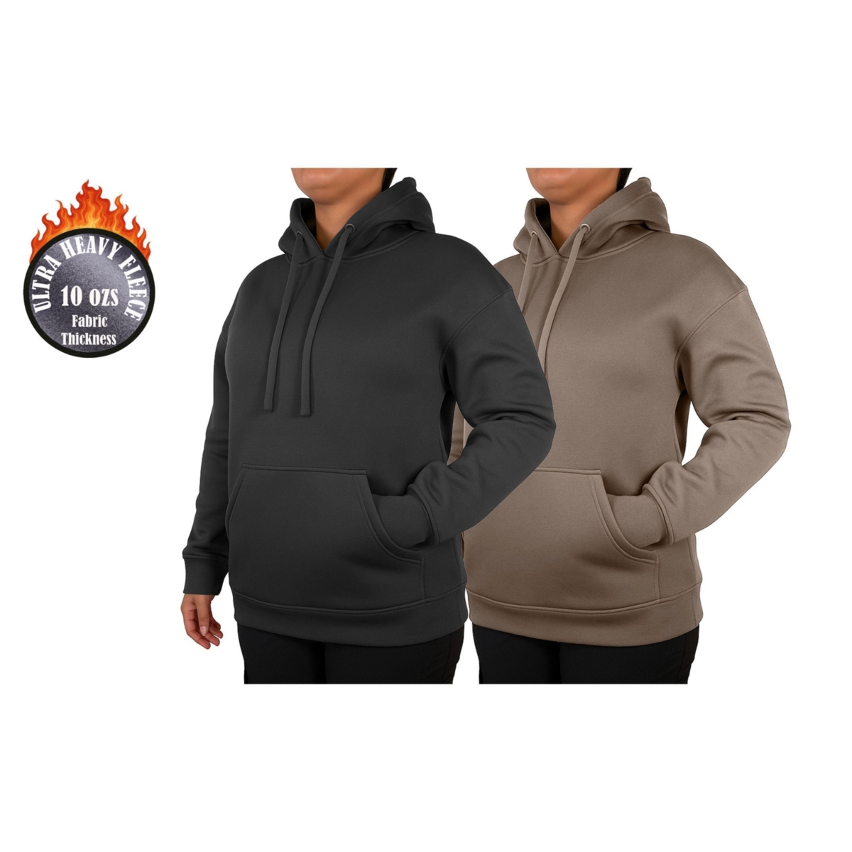 Blue Ice Women’s Loose Fit Super Heavyweight Fleece-Lined Pullover Hoodie-2 Pack – Black-brown Blue Ice Women’s Loose Fit Super Heavyweight Fleece-Lined Pullover Hoodie-2 Pack – Black-brown