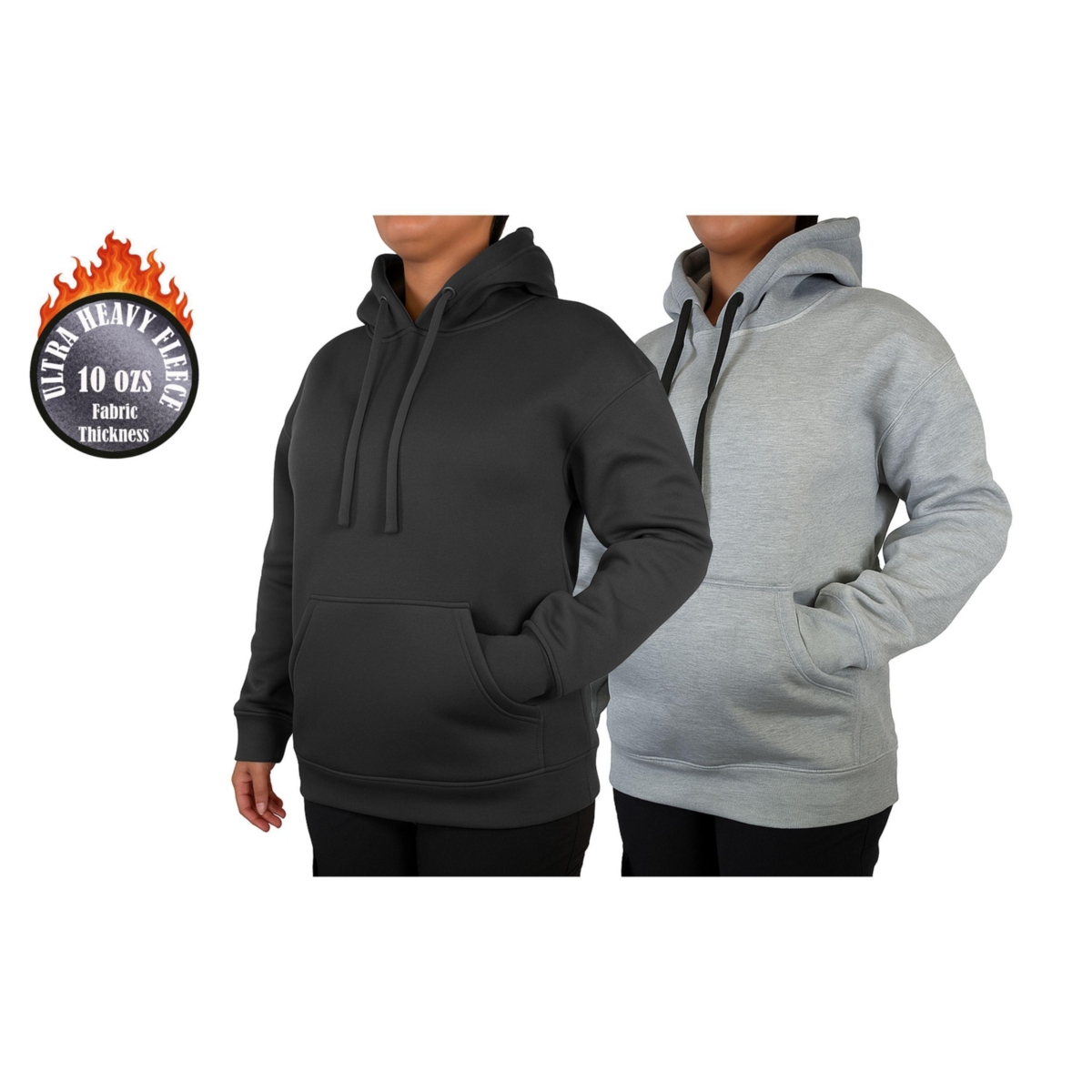 Blue Ice Women’s Loose Fit Super Heavyweight Fleece-Lined Pullover Hoodie-2 Pack – Black-heather grey Blue Ice Women’s Loose Fit Super Heavyweight Fleece-Lined Pullover Hoodie-2 Pack – Black-heather grey