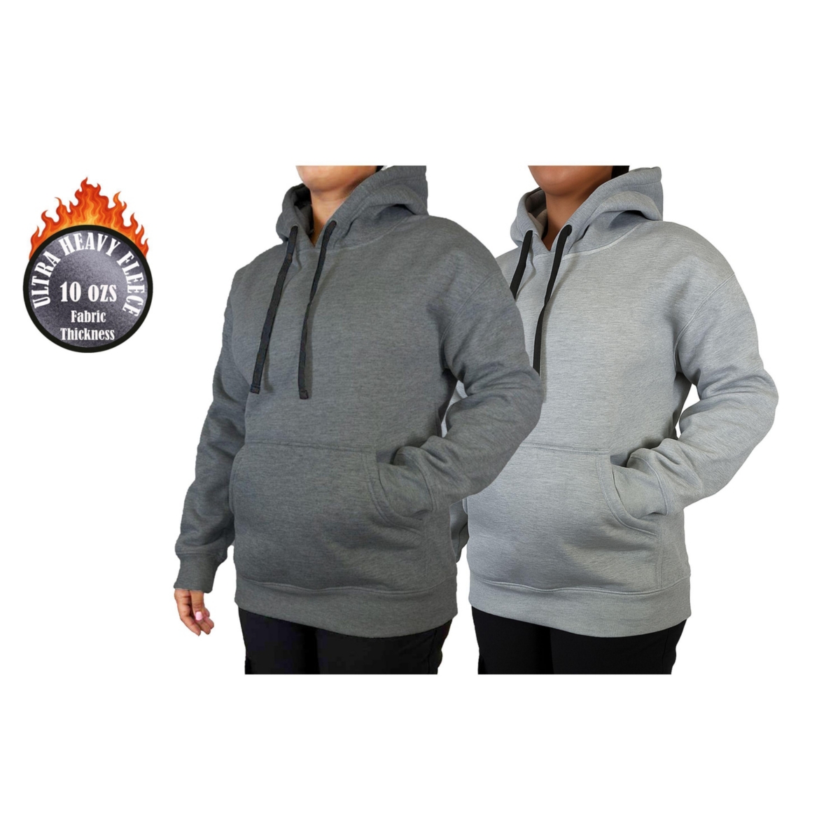 Blue Ice Women’s Loose Fit Super Heavyweight Fleece-Lined Pullover Hoodie-2 Pack – Charcoal-heather grey