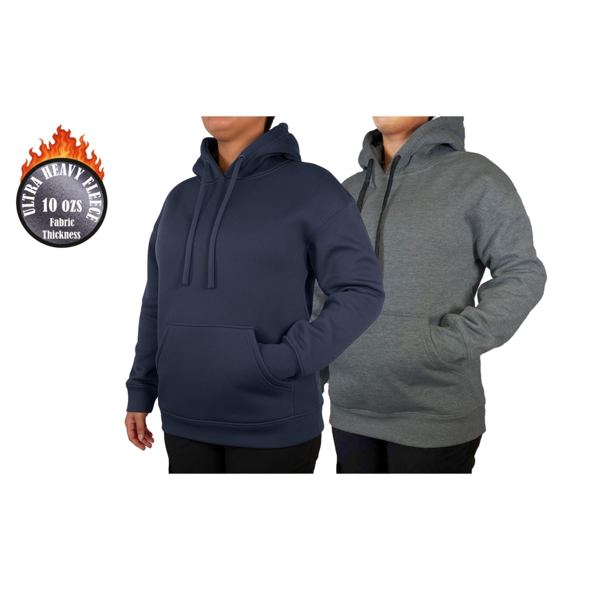 Blue Ice Women’s Loose Fit Super Heavyweight Fleece-Lined Pullover Hoodie-2 Pack – Charcoal-navy Blue Ice Women’s Loose Fit Super Heavyweight Fleece-Lined Pullover Hoodie-2 Pack – Charcoal-navy