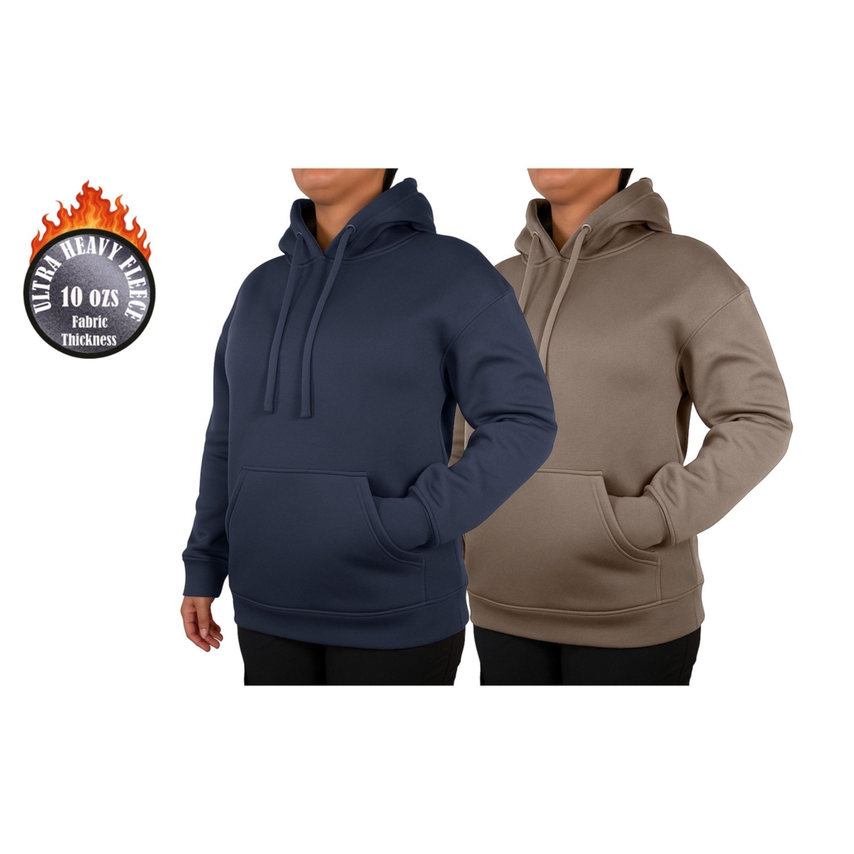 Blue Ice Women’s Loose Fit Super Heavyweight Fleece-Lined Pullover Hoodie-2 Pack – Navy-brown Blue Ice Women’s Loose Fit Super Heavyweight Fleece-Lined Pullover Hoodie-2 Pack – Navy-brown