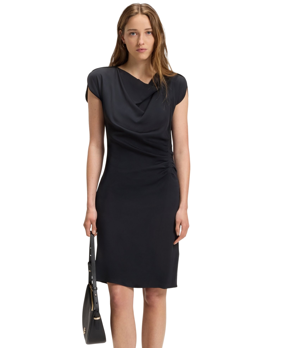 Boss by Hugo Boss Women’s Drape-Neckline Dress – Dark Blue Boss by Hugo Boss Women’s Drape-Neckline Dress – Dark Blue