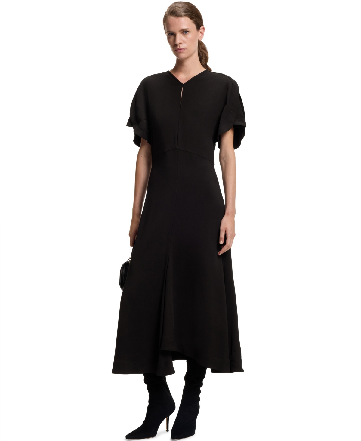 Boss by Hugo Boss Women’s Keyhole-Neckline Soft Crepe Dress – Black