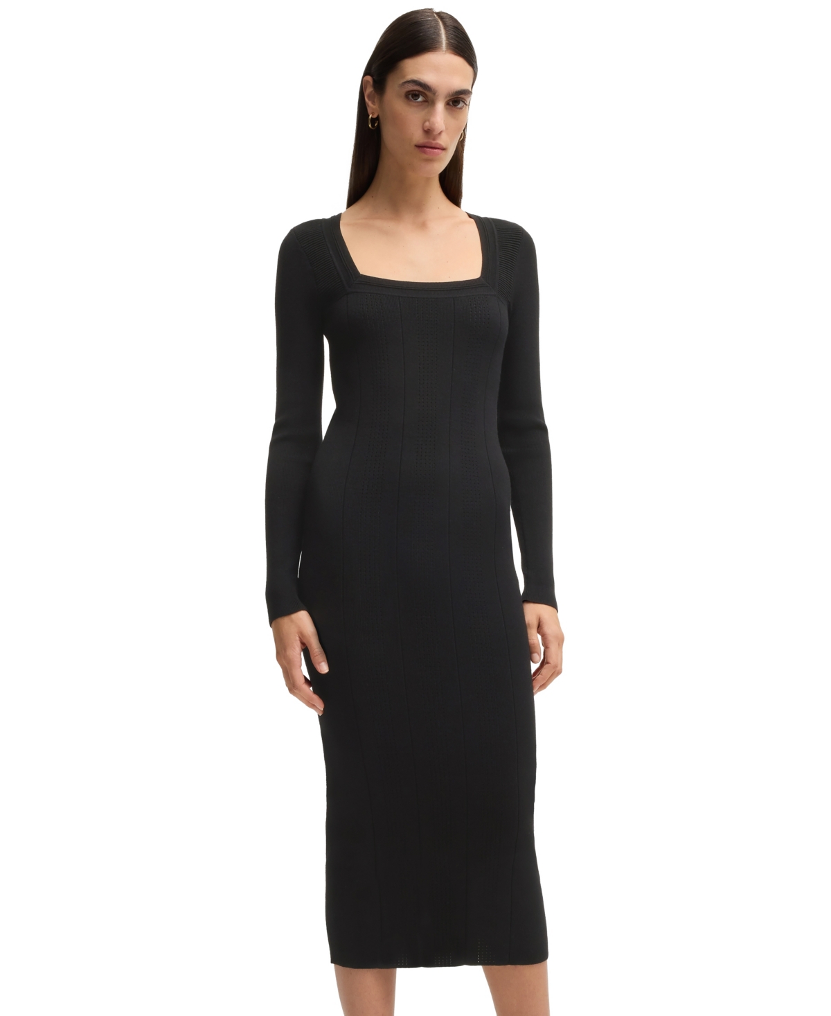 Boss by Hugo Boss Women’s Knitted Relaxed-Fit Dress – Black Boss by Hugo Boss Women’s Knitted Relaxed-Fit Dress – Black
