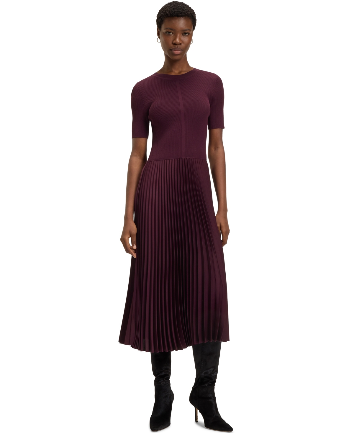 Boss by Hugo Boss Women’s Mixed-Material Dress – Purple Boss by Hugo Boss Women’s Mixed-Material Dress – Purple