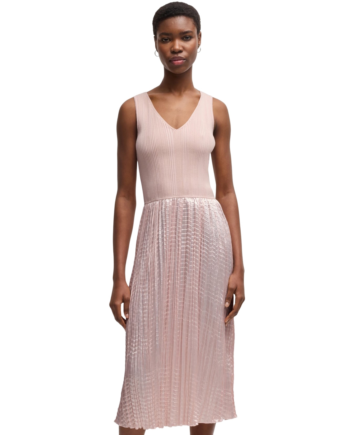Boss by Hugo Boss Women’s Structured Knitted Dress – Open Pink