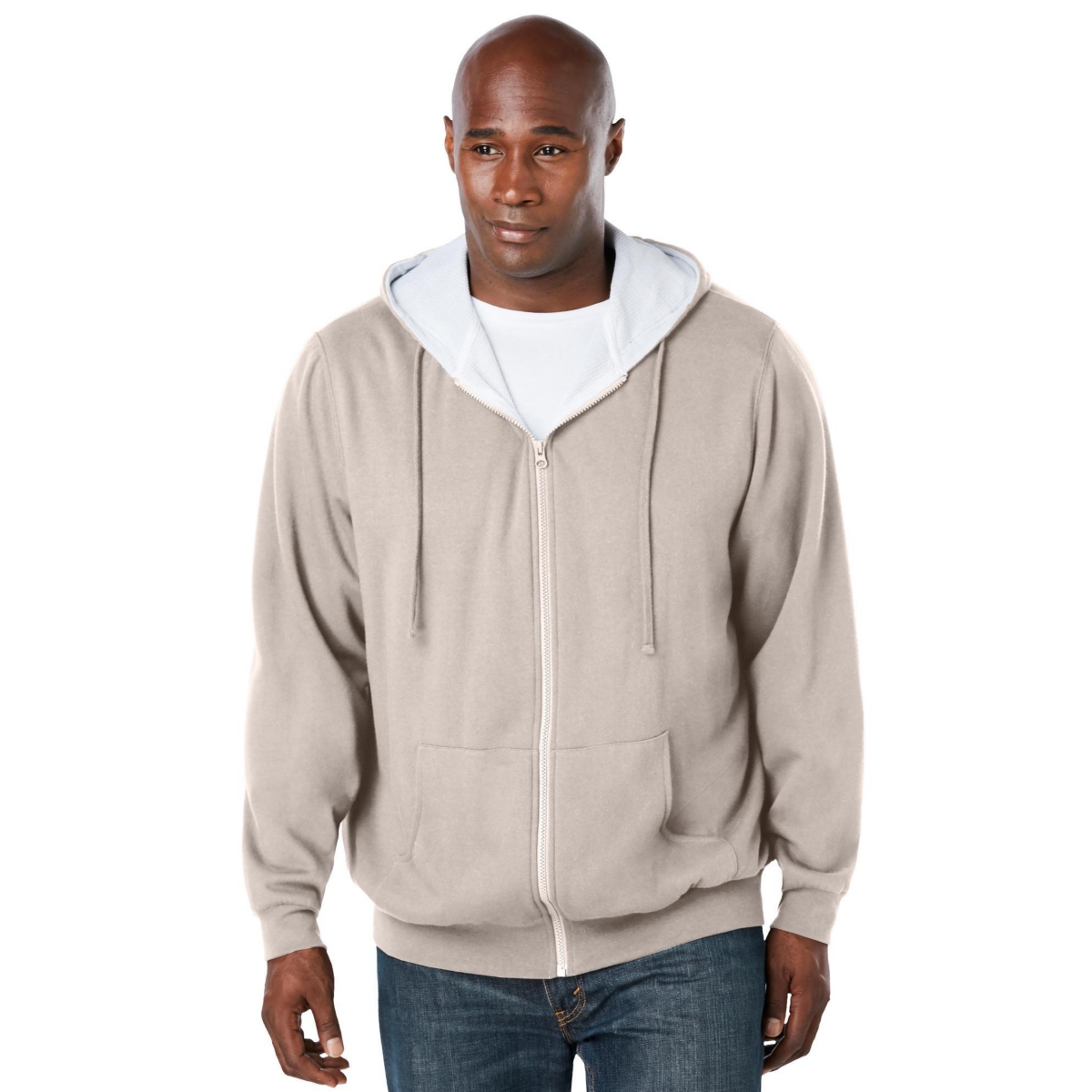 Boulder Creek Big & Tall by KingSize Full-Zip Thermal Hoodie – Heather bone Boulder Creek Big & Tall by KingSize Full-Zip Thermal Hoodie – Heather bone