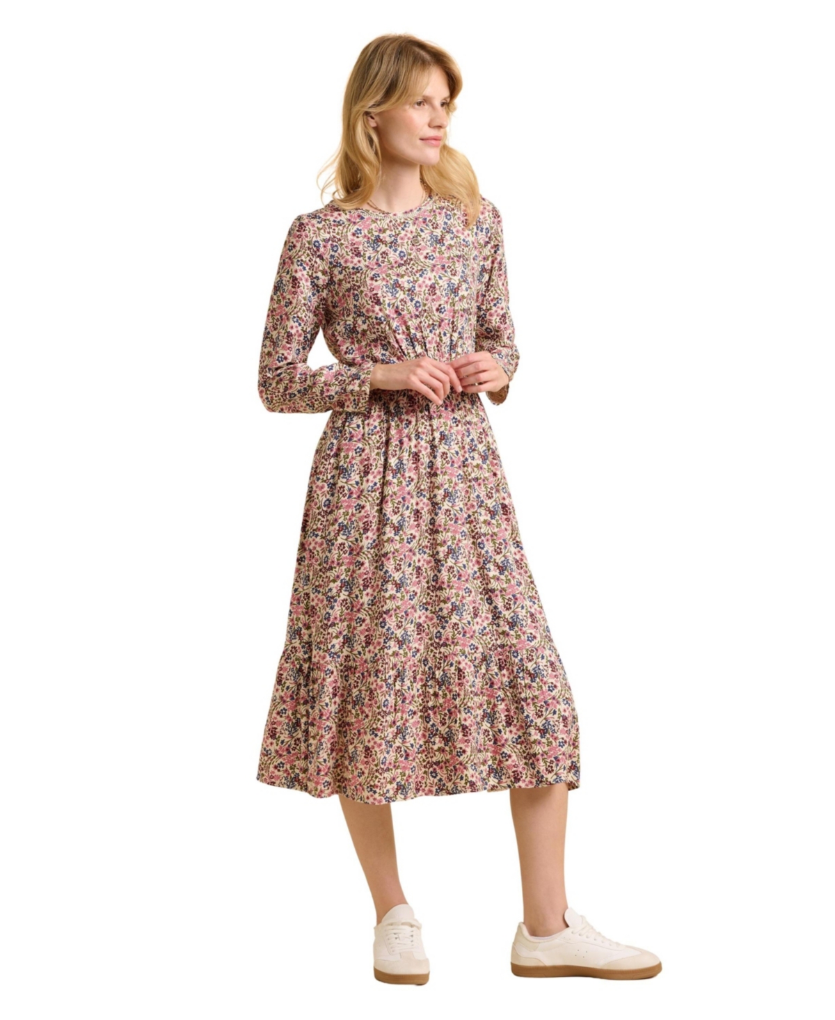 Brakeburn Women’s Abloom Long Sleeve Floral Midi Dress – Cream Brakeburn Women’s Abloom Long Sleeve Floral Midi Dress – Cream
