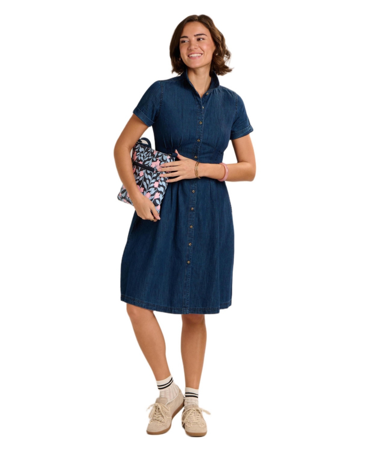 Brakeburn Women’s Antonia Button Front Denim Dress – Blue