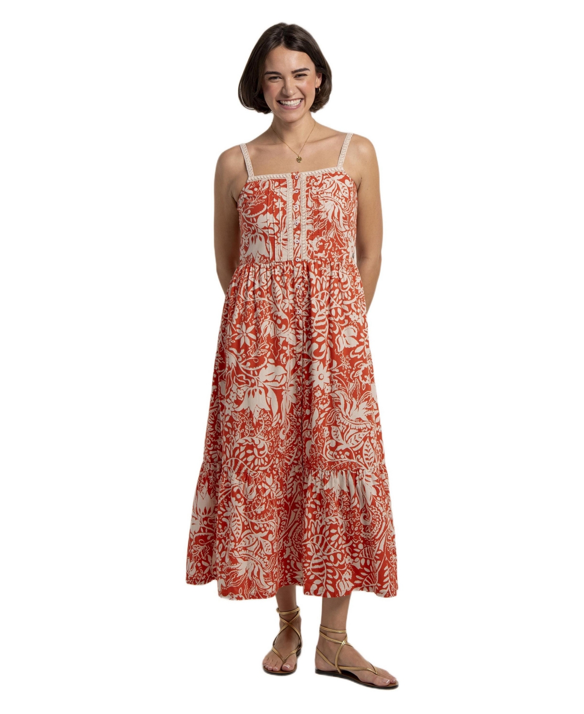 Brakeburn Women’s Catarina Maxi Dress – Coral