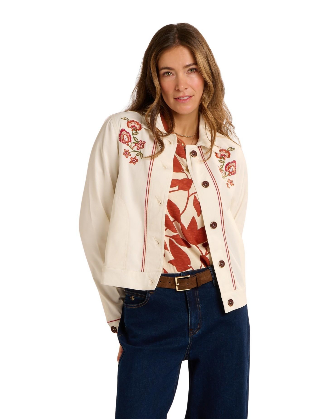 Brakeburn Women’s Celestina Floral Embroidery Jacket – Cream Brakeburn Women’s Celestina Floral Embroidery Jacket – Cream
