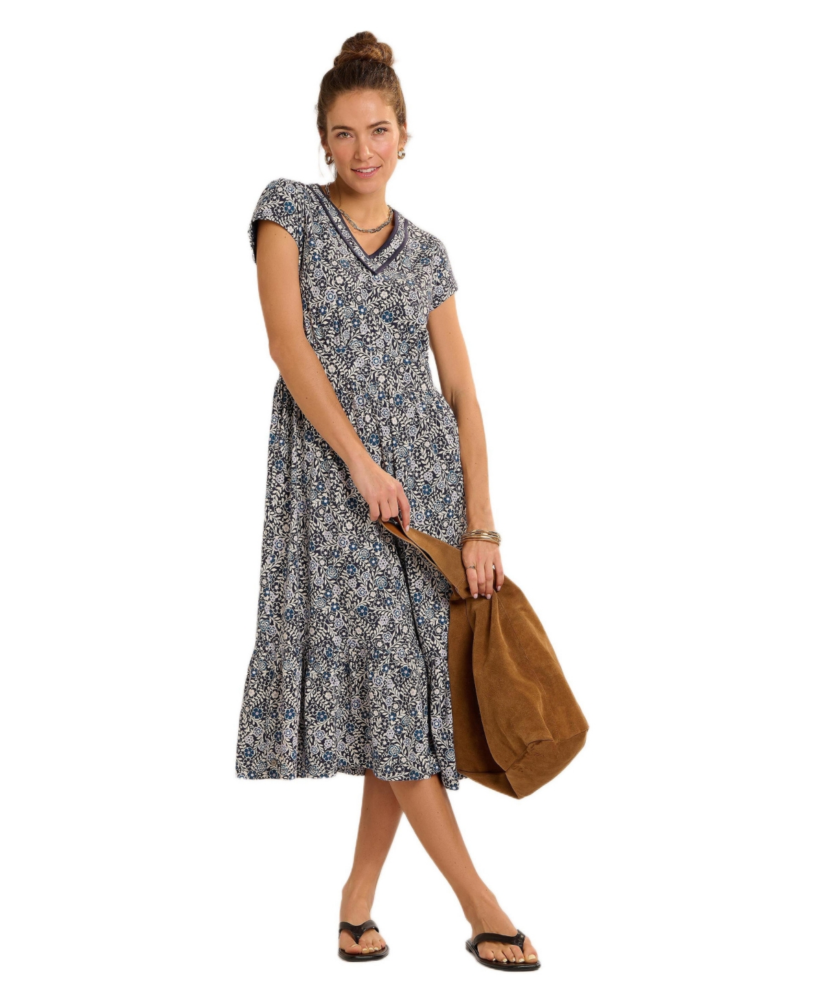 Brakeburn Women’s Lucia Tiered Midi Dress – Navy Brakeburn Women’s Lucia Tiered Midi Dress – Navy