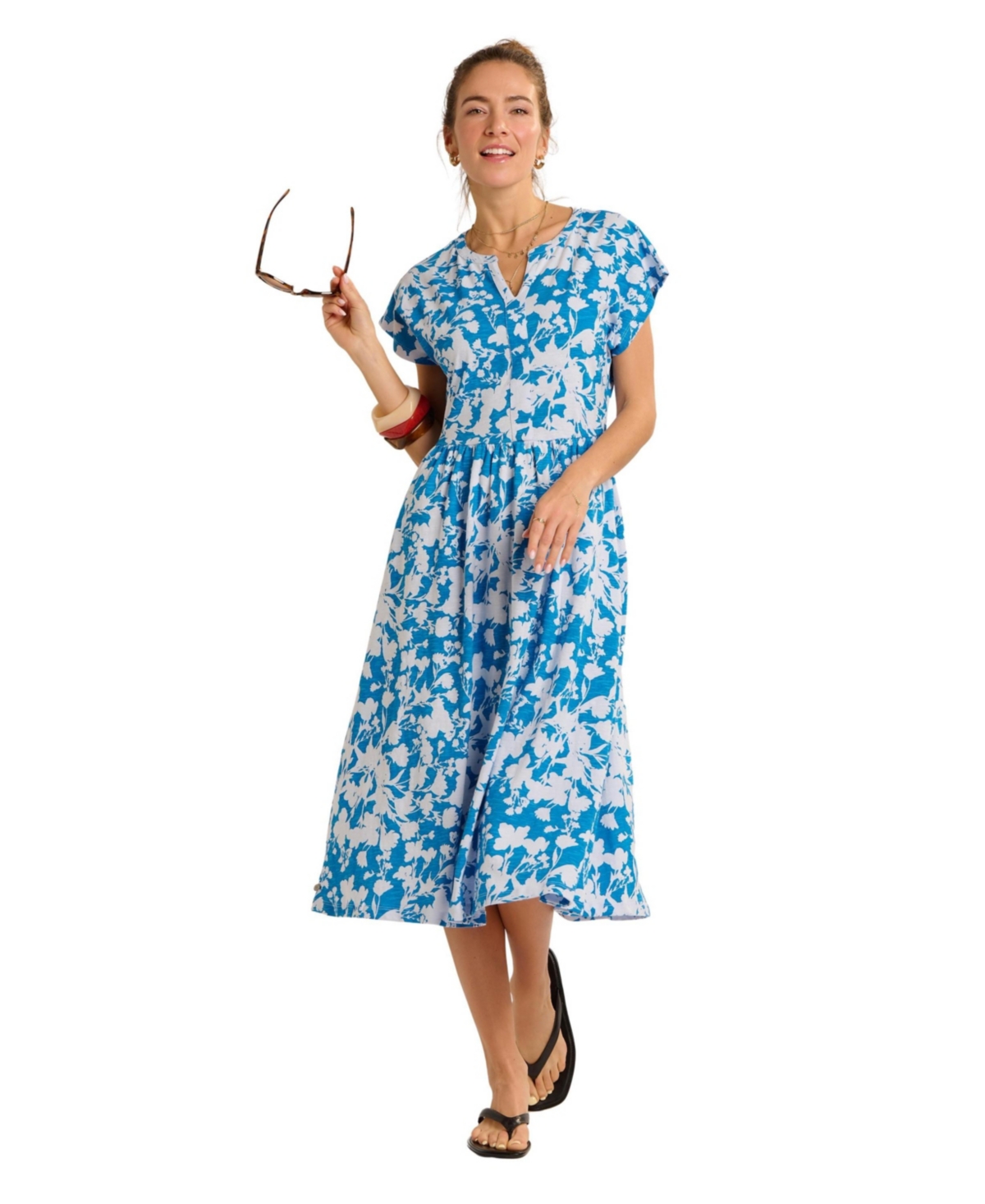 Brakeburn Women’s Ranieli Floral Print Midi Dress – Blue