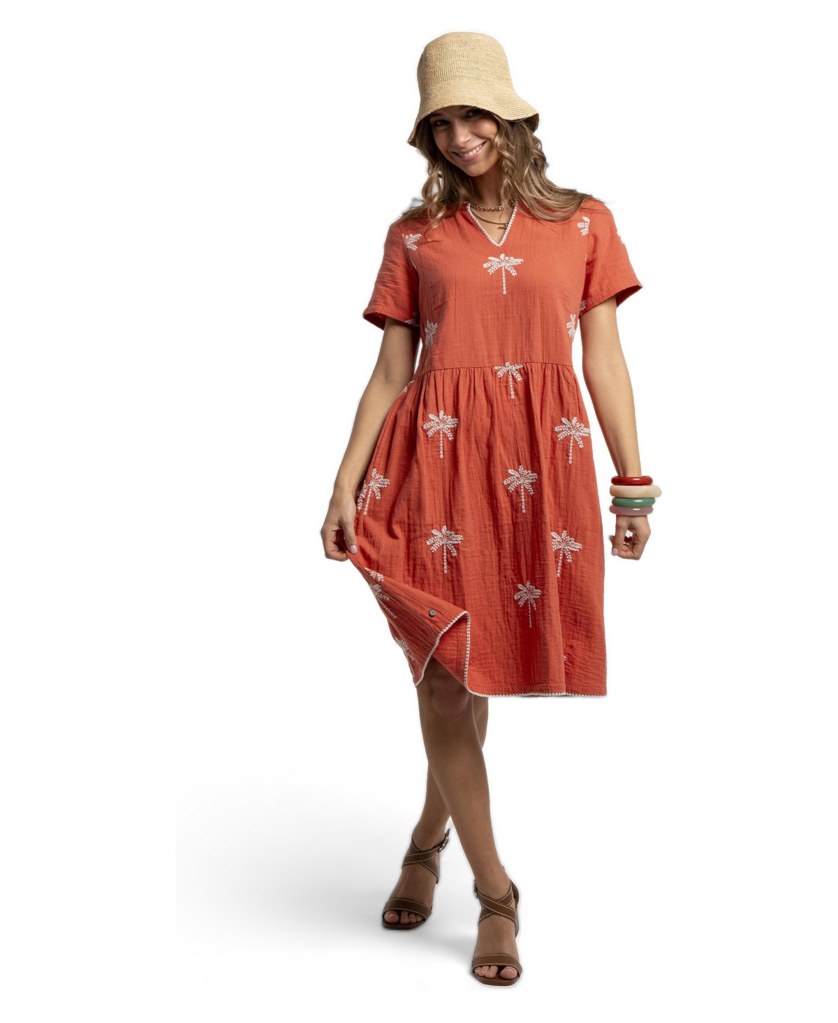 Brakeburn Women’s Sol Embroidered Midi Dress – Rust Brakeburn Women’s Sol Embroidered Midi Dress – Rust