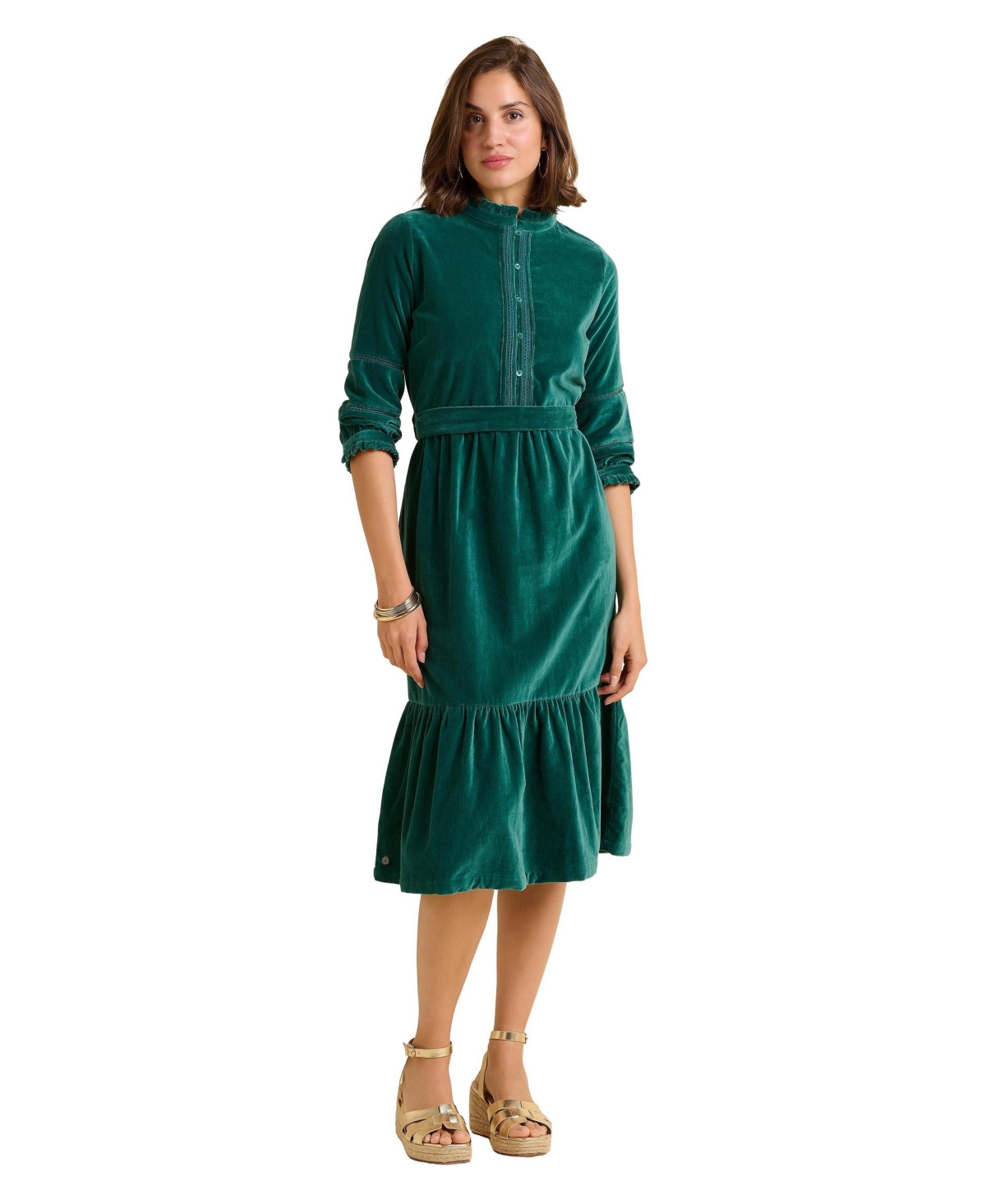 Brakeburn Women’s Starry 3/4 Sleeve High Neck Midi Dress – Turquoise Brakeburn Women’s Starry 3/4 Sleeve High Neck Midi Dress – Turquoise